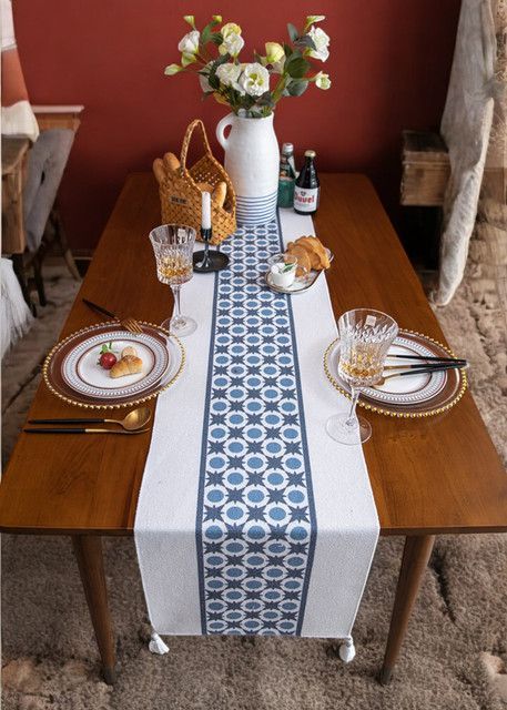 Camino de mesa 35x180cm + Individuales Set de 7 piezas mod03-0