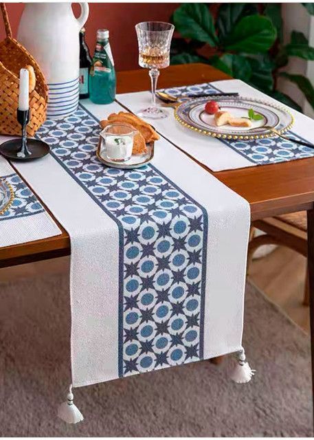 Camino de mesa 35x180cm + Individuales Set de 7 piezas mod03-1