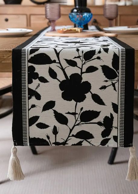 Camino De Mesa de Lino Tejido Con Diseño 35*180cm mod05-1