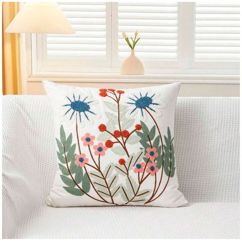 Funda De Cojín Bordado Floral mod1-0