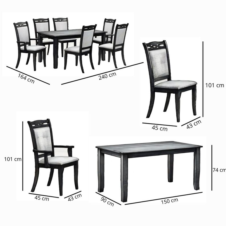 Juego de Comedor Margot 4 sillas + 2 sitiales-5