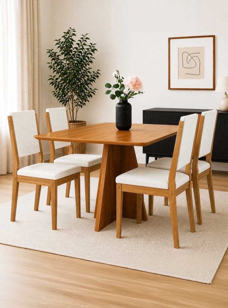 Juego de comedor 4 sillas Suspiro 1 2 Beige Cafe [ 200 ]