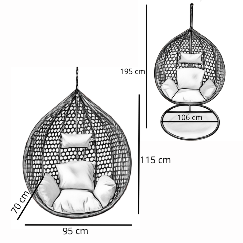 Silla Colgante Hawái M Caramelo Cojín Café-6