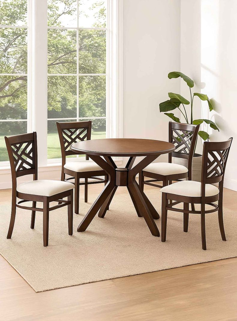 Juego de Comedor Amelie 4 sillas Marfil Cafe