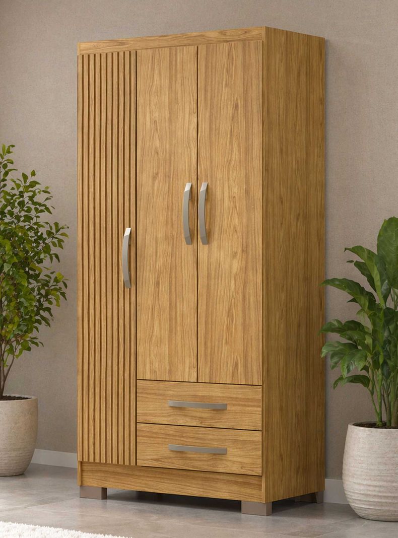 Closet 3 puertas Classic Marrocos/ marroco ripado 188 x 80 x 46 Cafe Claro