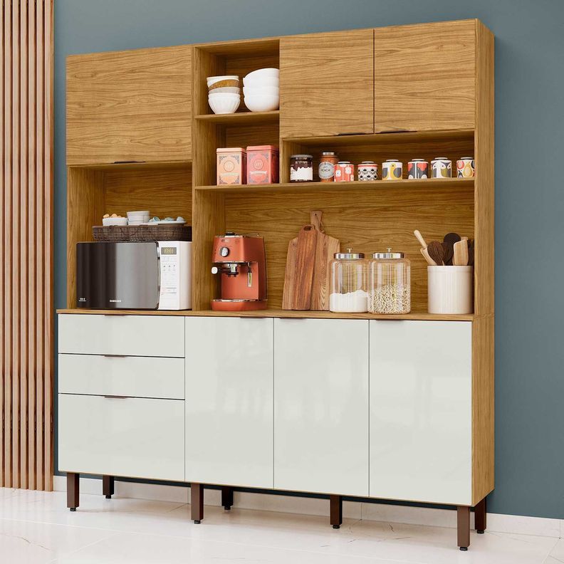 "Kit Mueble de Cocina Magnolia Marrocos/ Off white 195x38x177,9 " Cafe Claro