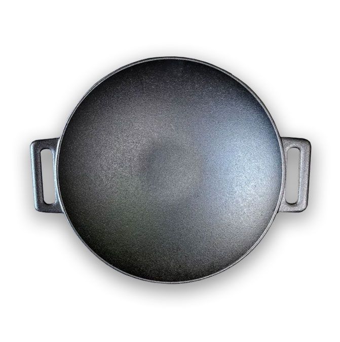 Wok Fierro Fundido 30cm + Tapa Madera Para Parrilla-3