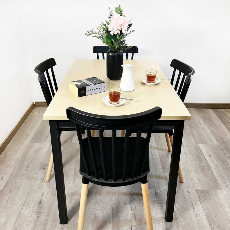 Juego de Comedor New York + 4 Sillas Windsor negras-2