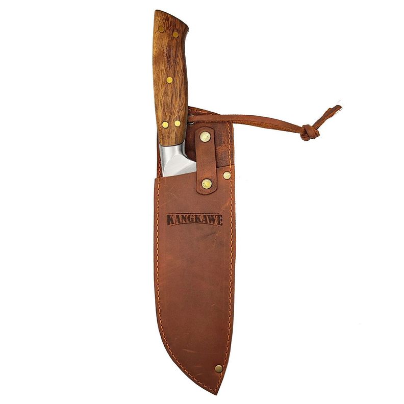 Cuchillo 7" Santoku Pirihueico Con Funda De Cuero Café-0
