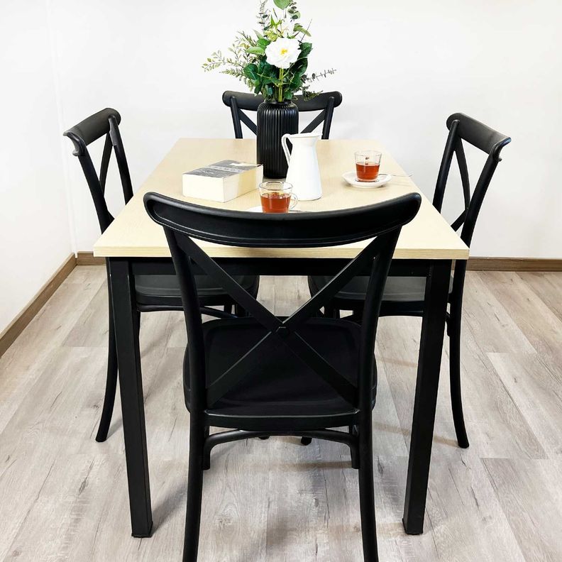 Juego de Comedor New York + 4 Sillas Crossback Retro negras-2