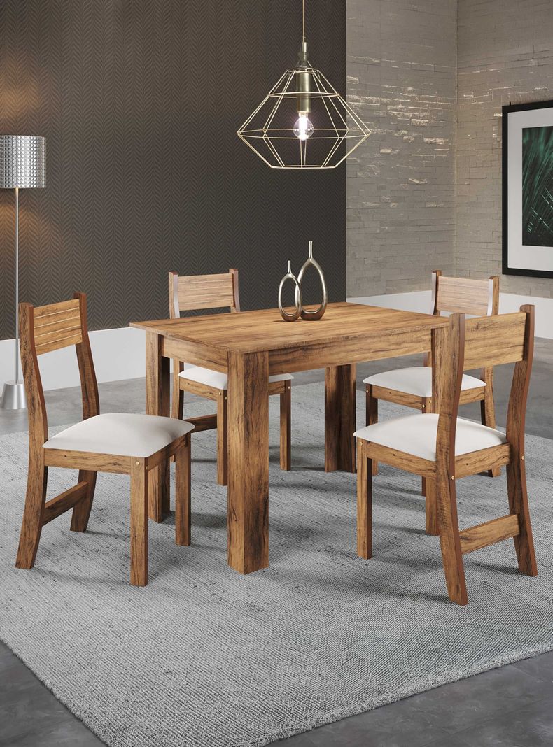 Juego de comedor 4 sillas Destiny Beige 164,1 x 75 x 110 Cafe