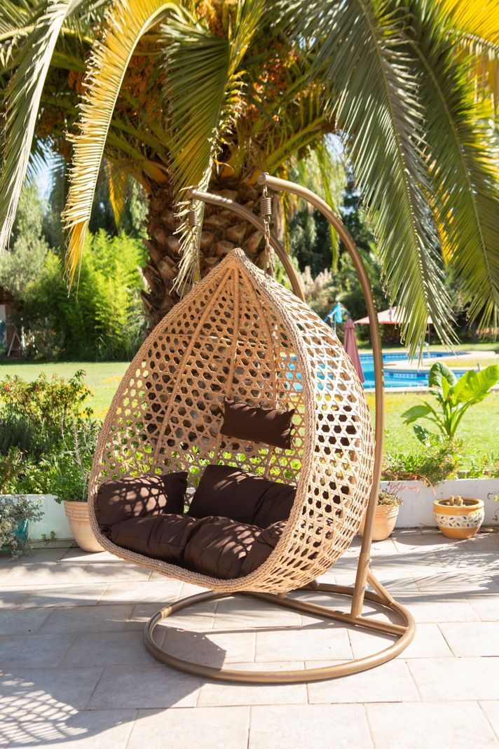 Silla Colgante Hawái XXL Caramelo Cojín Café-1
