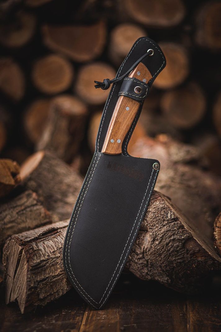 MACHETE 8" PANGUIPULLI BLACK CON FUNDA DE CUERO NEGRA-2