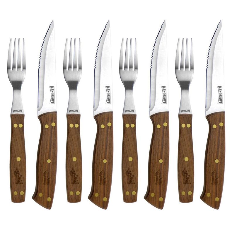 SET DE 4 CUCHILLOS DE 5" Y 4 TENEDORES PARA ASADO-0