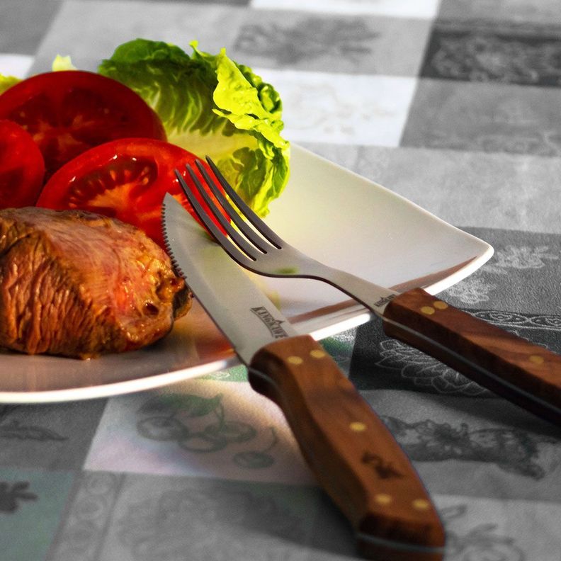 SET DE 4 CUCHILLOS DE 5" Y 4 TENEDORES PARA ASADO-2