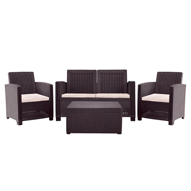 Juego Terraza Alamo Doble Chocolate 4 Pers Cafe