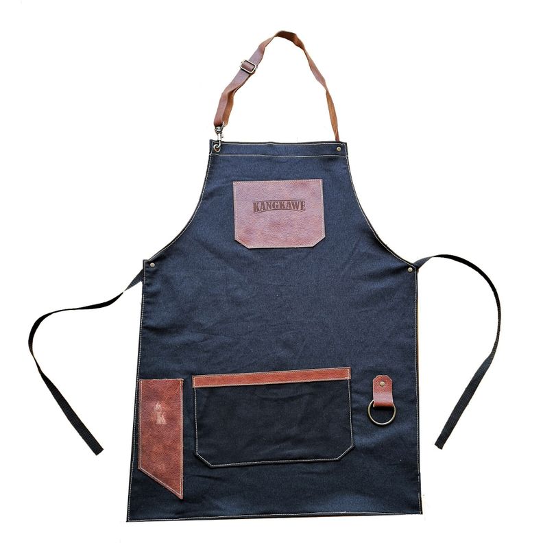 PECHERA PARRILLERA DE JEANS CON CUERO-0