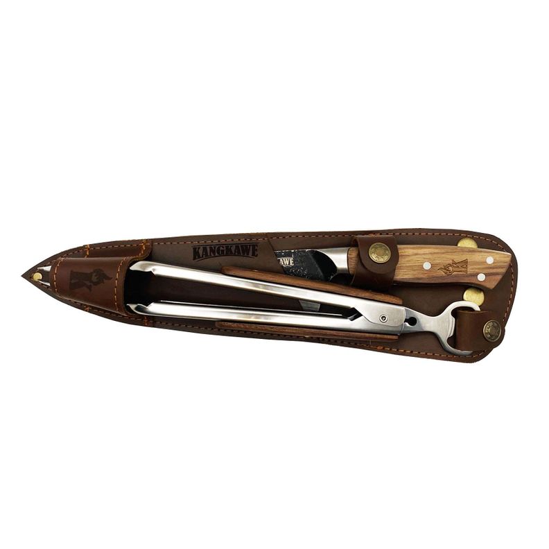CUCHILLO CURACAVÍ + TENAZA CON FUNDA DE CUERO CAFÉ-0