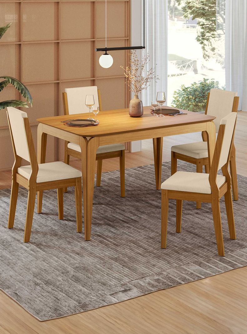 Juego de Comedor 4 sillas Arezzo 1.20 Beige 80 x 120 x 80 cm Cafe