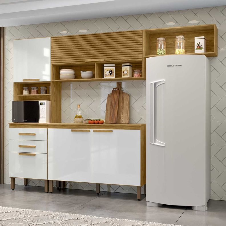 Kit Mueble de Cocina Mery Ann Marrocos/ Off white 258,8   196,2x38,1x256,4  Cafe Claro