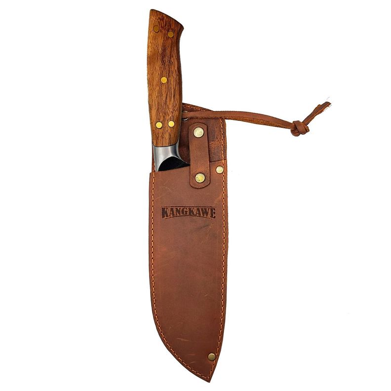 Cuchillo 7" Santoku Pulmahue Con Funda De Cuero Café-0