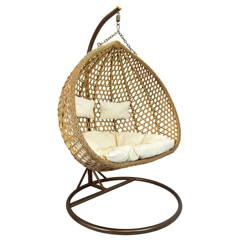 Silla Colgante Hawái XL Caramelo Cojín Marfil-0