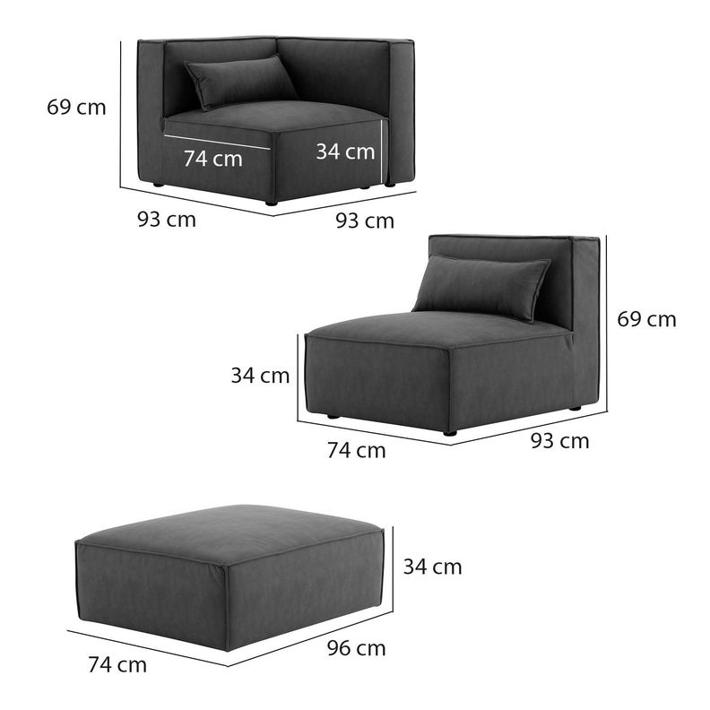 Sofá Modular Sídney Gris 5 Cuerpos-7