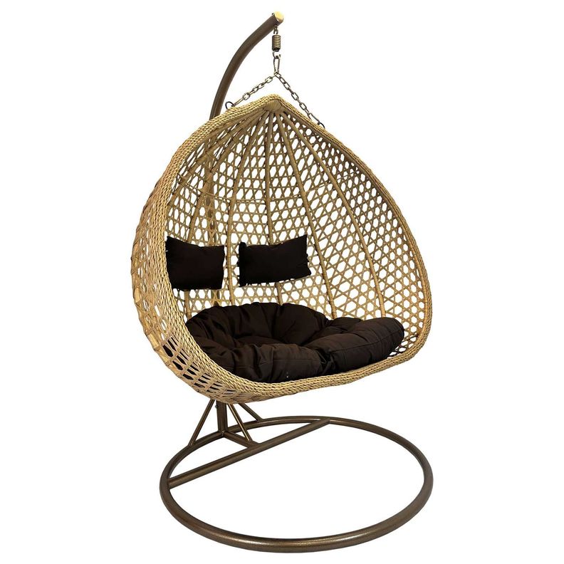 Silla Colgante Hawái XL Caramelo Cojín Café-0