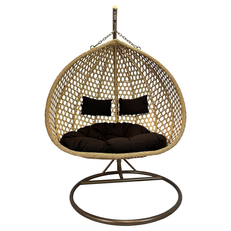 Silla Colgante Hawái XL Caramelo Cojín Café-1