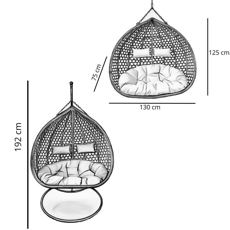 Silla Colgante Hawái XL Caramelo Cojín Café-5