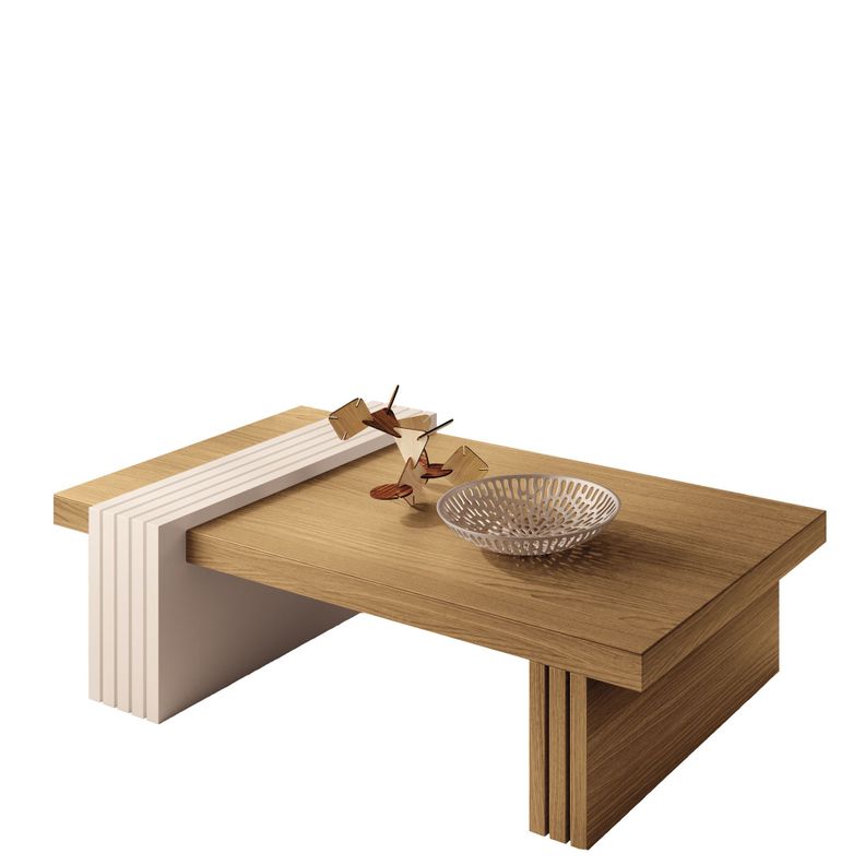 Mesa de centro Praga Freijo-Off White 107x60x33 cm Caramelo
