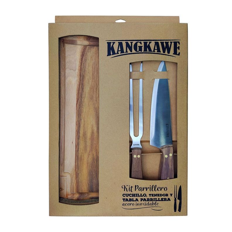 SET PARRILLERO DE TABLA + CUCHILLO + PINCHO-6