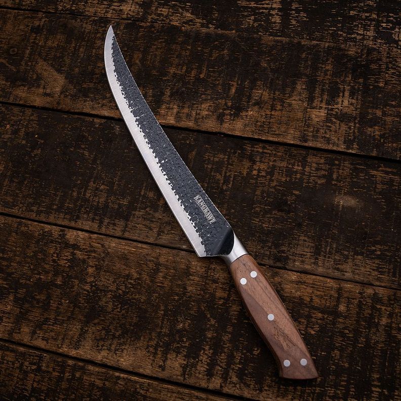 Cuchillo 10" Carnicero Curvo Martillado-3
