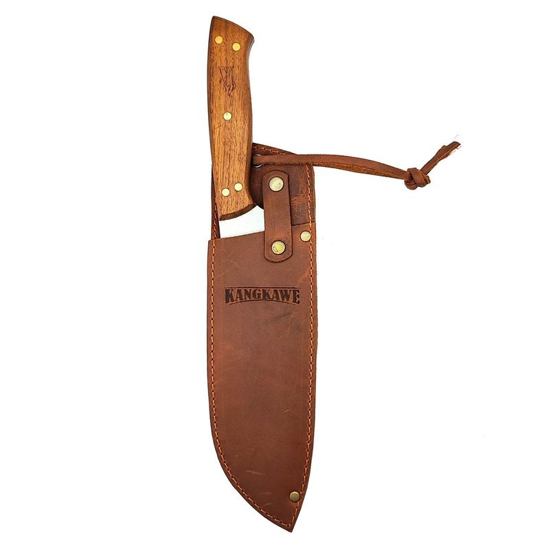 Cuchillo 7" Santoku Coñaripe Con Funda De Cuero Café-0