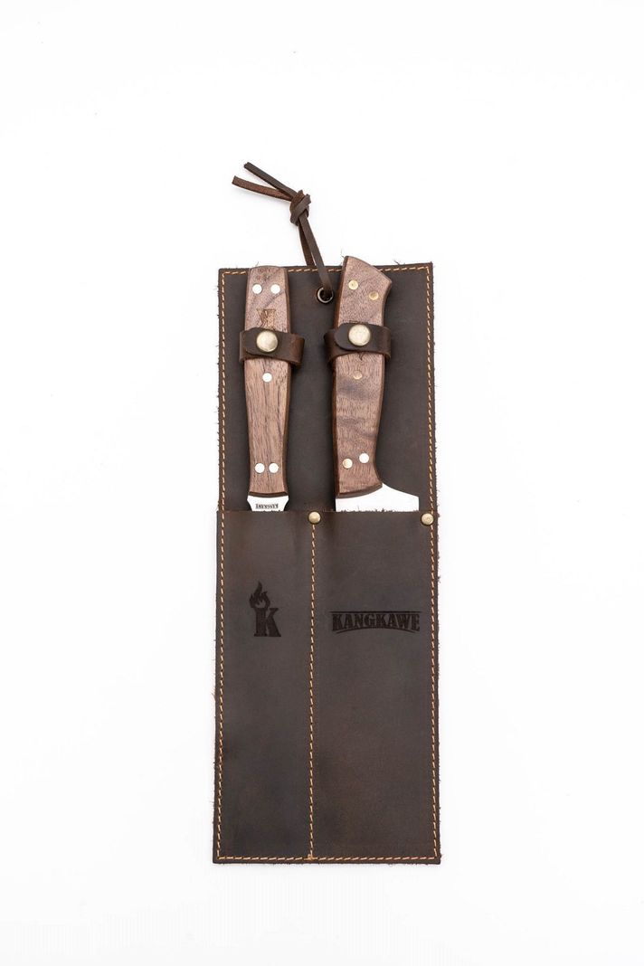 SET PARRILLERO: PINCHO + CUCHILLO CON FUNDA DE CUERO CAFÉ-1