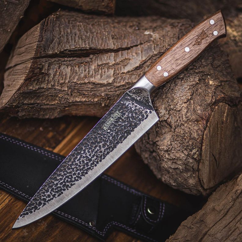 CUCHILLO 8" PARRILLERO CURACAVÍ BLACK CON FUNDA CUERO NEGRA-3