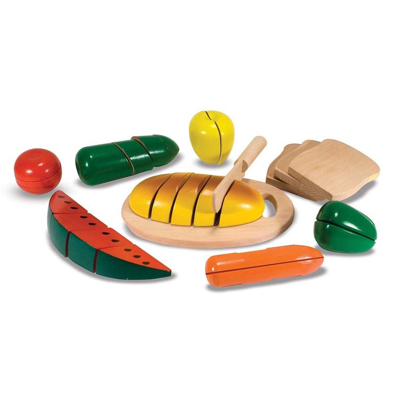 Set comida de madera - 27 piezas para cortar y 1 cuchillo-1