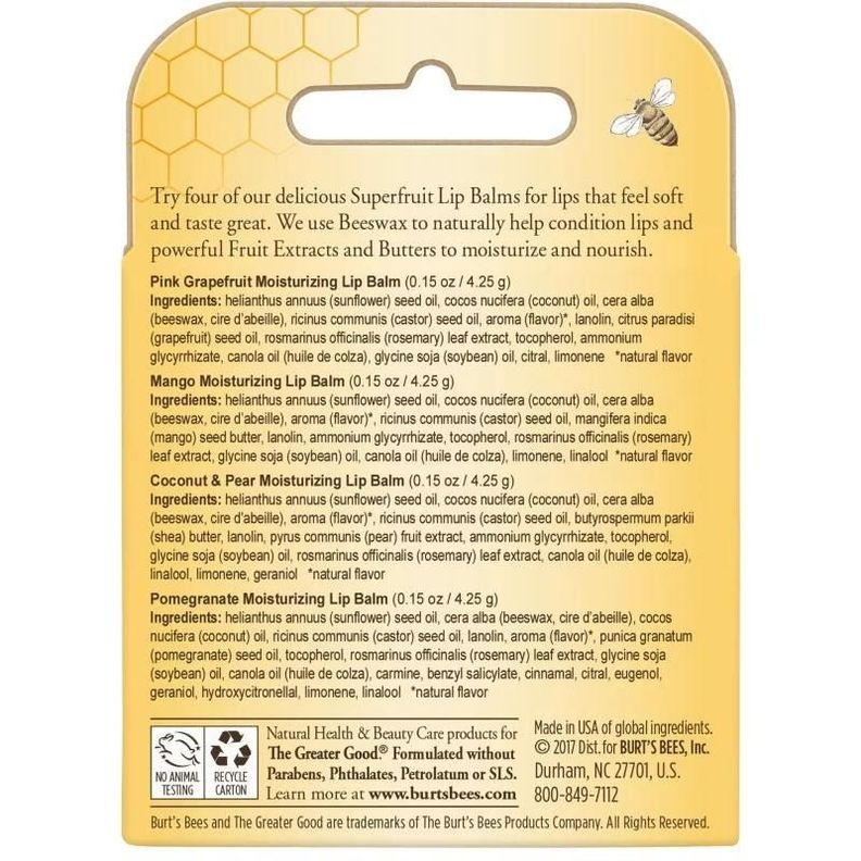 Bálsamo Labial Superfruta 4 Unidades Burt's Bees-2