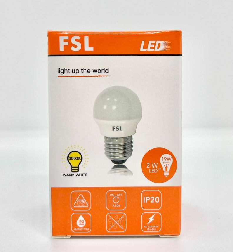 AMPOLLETA LED MINI BOLA G45 2W LUZ CALIDA FSL-1