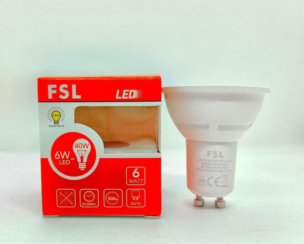 AMPOLLETA LED GU10 6W LUZ CALIDA FSL-0