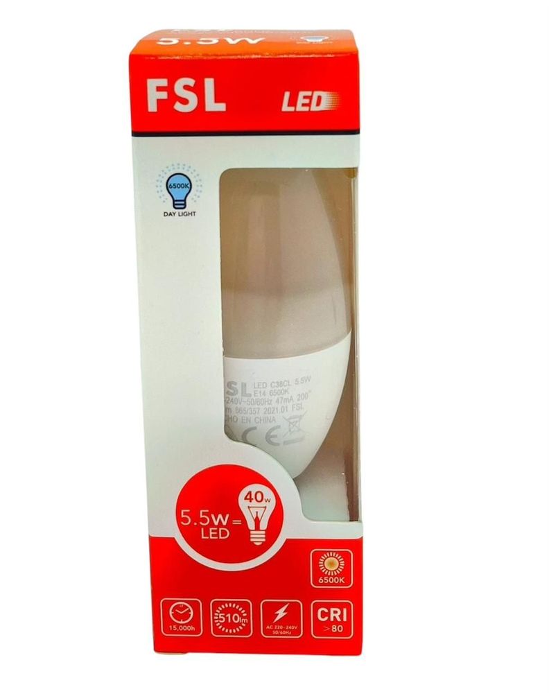 AMPOLLETA LED TIPO VELA EMPAVONADA 5.5W E14 FSL FRIA-2