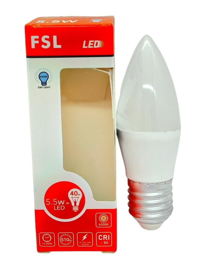 AMPOLLETA LED TIPO VELA EMPAVONADA 5.5W E27 FSL FRIA -0