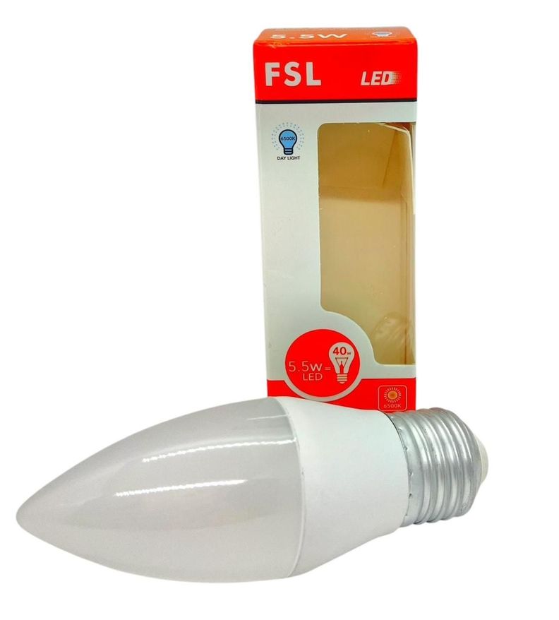 AMPOLLETA LED TIPO VELA EMPAVONADA 5.5W E27 FSL FRIA -1