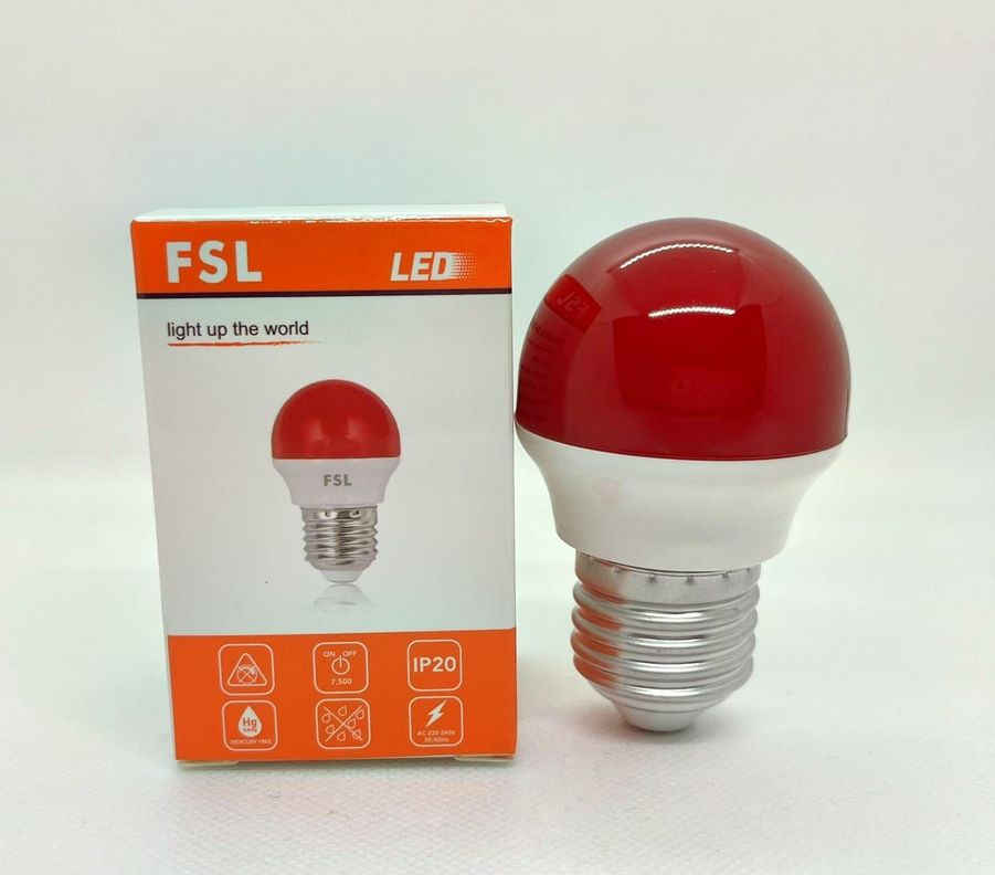 AMPOLLETA GUIRNALDA BOLA G45 COLOR ROJA 2W FSL-0