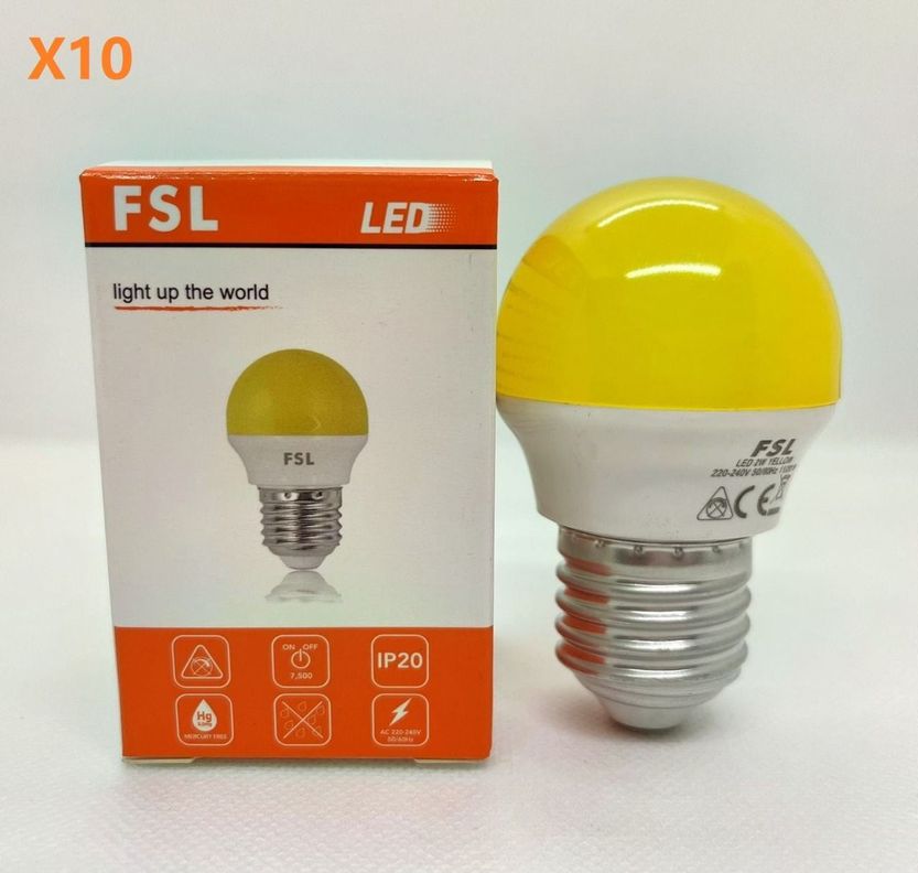 AMPOLLETA GUIRNALDA BOLA G45 COLOR AMARILLA 2W FSL-0