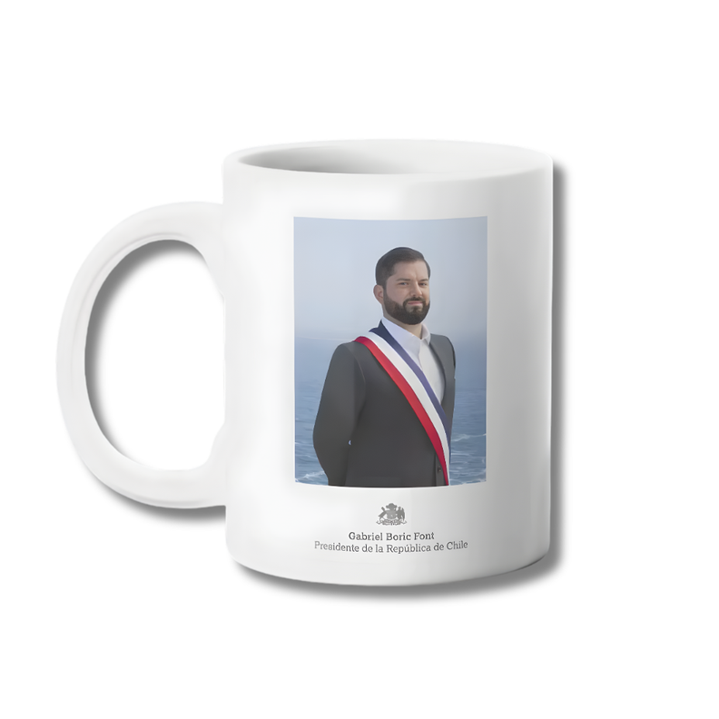 Taza Presidente de Chile Gabriel Boric Tazon 325ml Blanco