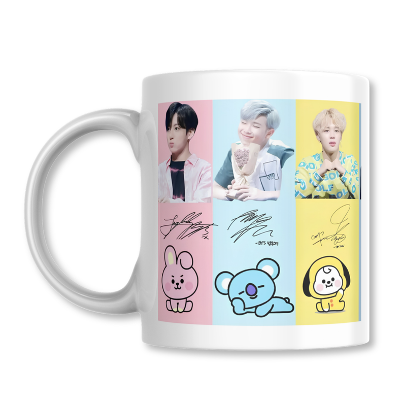 Taza BTS K Pop BT21 Tazon 325 ml Blanco