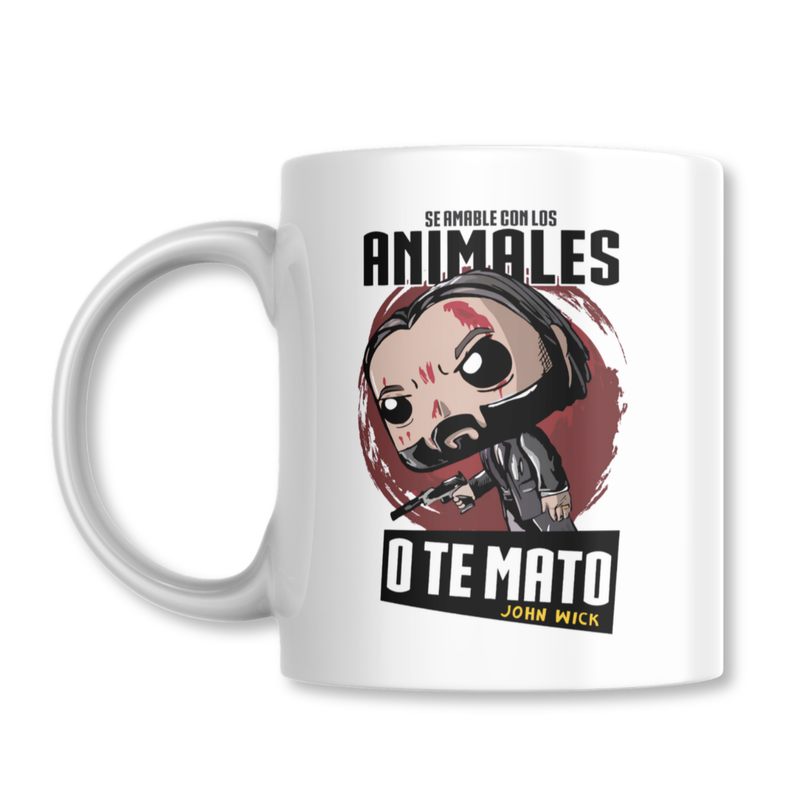 Taza Se Amable con los Animales John Wick Tazon 325ml Blanco