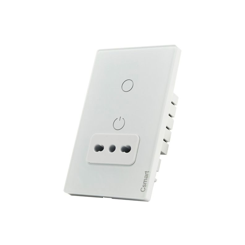 Interruptor Inteligente Wifi Placa Vidrio 1 Canal + Enchufe Blanco-1