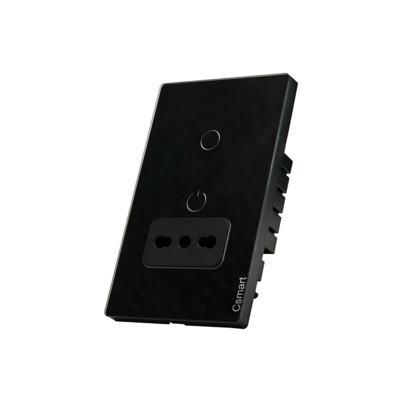 Interruptor Inteligente Wifi Placa Vidrio 1 Canal + Enchufe Negro-1